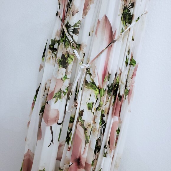 Ted Baker Harmony Fine Pleat Floral Maxi Dress Size 4 - Picture 5 of 16